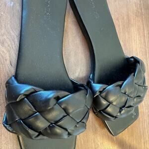 Womens Black Braided Slide Sandal Size 8